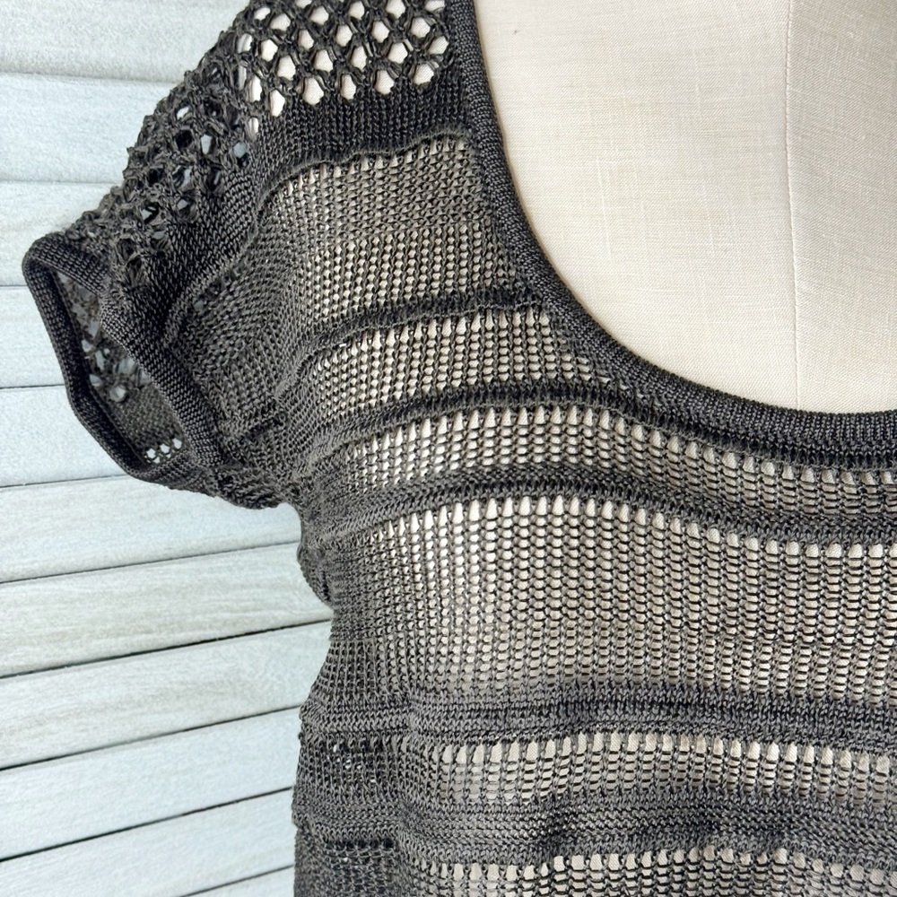 Bebe Olive Green Crochet Crop Top Small Boho Festival Y2K Chic Sweater - Picture 4 of 7